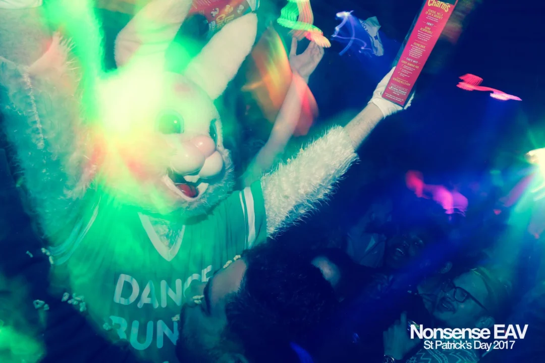 Nonsense EAV - St Pats 2017! It was so green! There was a giant rainbow and pot of gold! There was Dance Bunny sharing Lucky Charms! Crowd surfing leprechaun! Kimber was the DJ! 3rd Friday of Every Month at The Basement in East Atlanta.