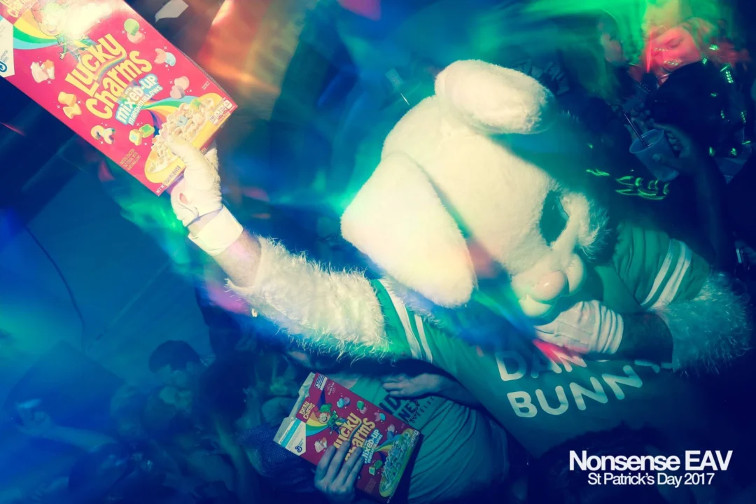 Nonsense EAV - St Pats 2017! It was so green! There was a giant rainbow and pot of gold! There was Dance Bunny sharing Lucky Charms! Crowd surfing leprechaun! Kimber was the DJ! 3rd Friday of Every Month at The Basement in East Atlanta.