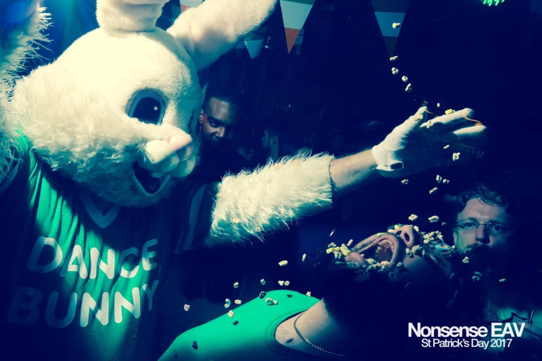 Nonsense EAV - St Pats 2017! It was so green! There was a giant rainbow and pot of gold! There was Dance Bunny sharing Lucky Charms! Crowd surfing leprechaun! Kimber was the DJ! 3rd Friday of Every Month at The Basement in East Atlanta.