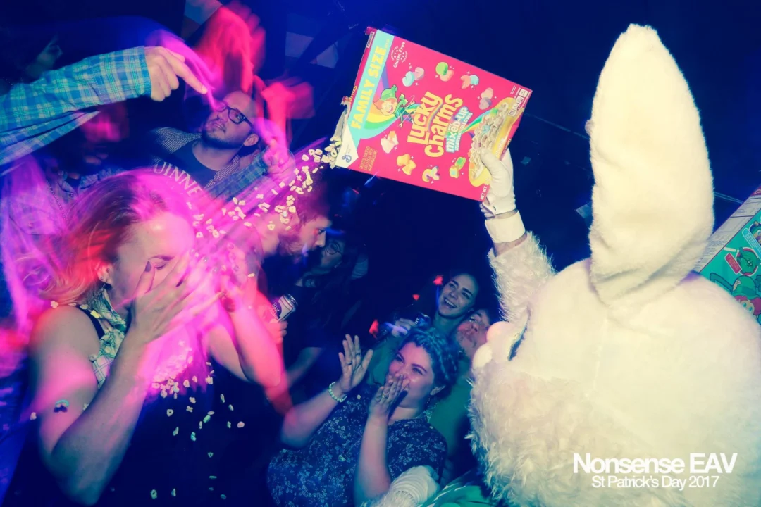 Nonsense EAV - St Pats 2017! It was so green! There was a giant rainbow and pot of gold! There was Dance Bunny sharing Lucky Charms! Crowd surfing leprechaun! Kimber was the DJ! 3rd Friday of Every Month at The Basement in East Atlanta.