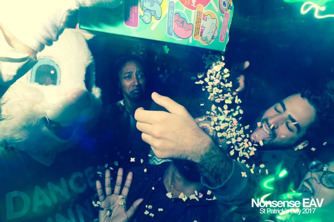 Nonsense EAV - St Pats 2017! It was so green! There was a giant rainbow and pot of gold! There was Dance Bunny sharing Lucky Charms! Crowd surfing leprechaun! Kimber was the DJ! 3rd Friday of Every Month at The Basement in East Atlanta.