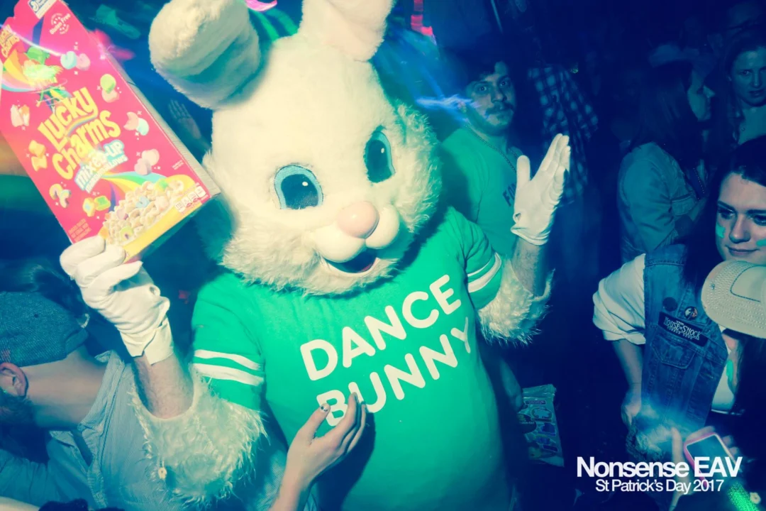 Nonsense EAV - St Pats 2017! It was so green! There was a giant rainbow and pot of gold! There was Dance Bunny sharing Lucky Charms! Crowd surfing leprechaun! Kimber was the DJ! 3rd Friday of Every Month at The Basement in East Atlanta.