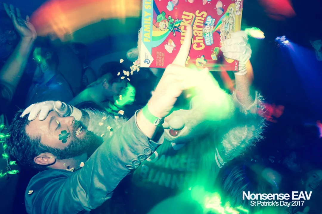 Nonsense EAV - St Pats 2017! It was so green! There was a giant rainbow and pot of gold! There was Dance Bunny sharing Lucky Charms! Crowd surfing leprechaun! Kimber was the DJ! 3rd Friday of Every Month at The Basement in East Atlanta.