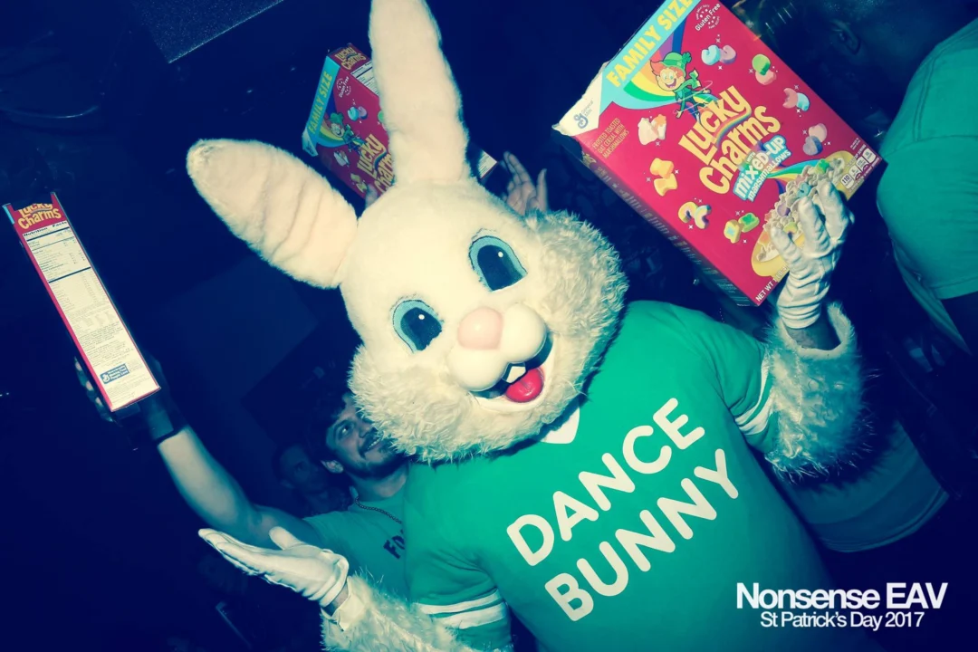 Nonsense EAV - St Pats 2017! It was so green! There was a giant rainbow and pot of gold! There was Dance Bunny sharing Lucky Charms! Crowd surfing leprechaun! Kimber was the DJ! 3rd Friday of Every Month at The Basement in East Atlanta.