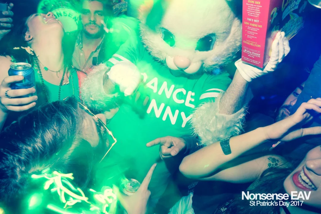 Nonsense EAV - St Pats 2017! It was so green! There was a giant rainbow and pot of gold! There was Dance Bunny sharing Lucky Charms! Crowd surfing leprechaun! Kimber was the DJ! 3rd Friday of Every Month at The Basement in East Atlanta.