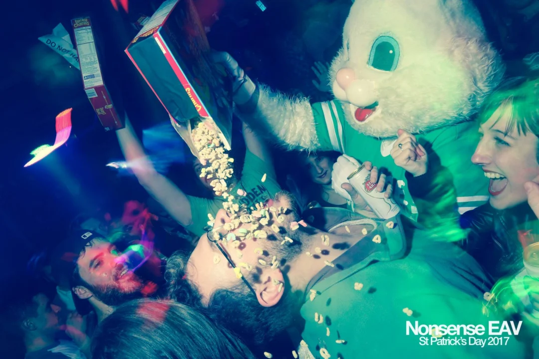 Nonsense EAV - St Pats 2017! It was so green! There was a giant rainbow and pot of gold! There was Dance Bunny sharing Lucky Charms! Crowd surfing leprechaun! Kimber was the DJ! 3rd Friday of Every Month at The Basement in East Atlanta.