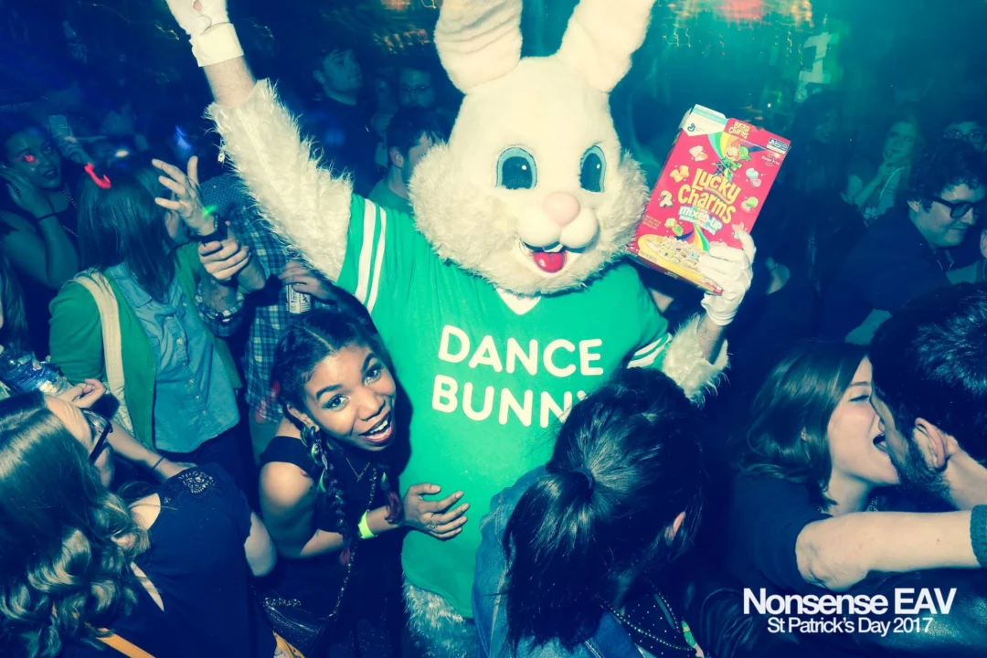 Nonsense EAV - St Pats 2017! It was so green! There was a giant rainbow and pot of gold! There was Dance Bunny sharing Lucky Charms! Crowd surfing leprechaun! Kimber was the DJ! 3rd Friday of Every Month at The Basement in East Atlanta.