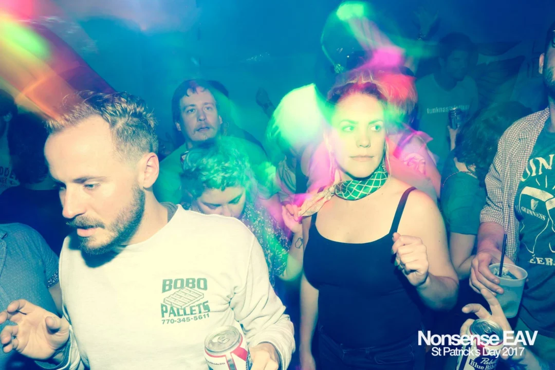 Nonsense EAV - St Pats 2017! It was so green! There was a giant rainbow and pot of gold! There was Dance Bunny sharing Lucky Charms! Crowd surfing leprechaun! Kimber was the DJ! 3rd Friday of Every Month at The Basement in East Atlanta.