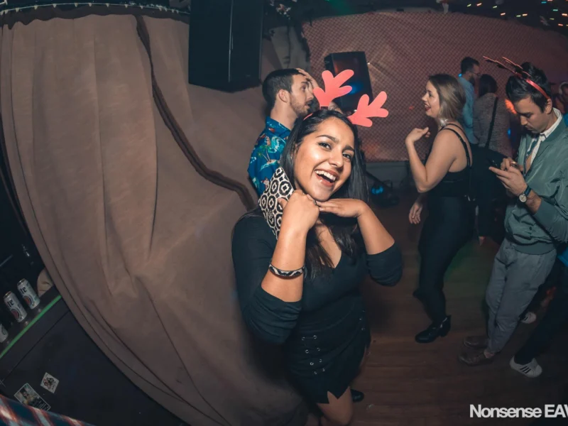 Nonsense Holiday Party 2017! Kimber + Fuller + Santa! It's Altanta's Indie Pop Dance Party! Tag your friends! Photo by Oh Snap/Fabeaux!