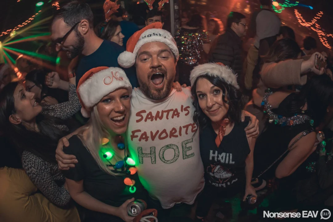 Nonsense Holiday Party 2017! Kimber + Fuller + Santa! It's Altanta's Indie Pop Dance Party! Tag your friends! Photo by Oh Snap/Fabeaux!