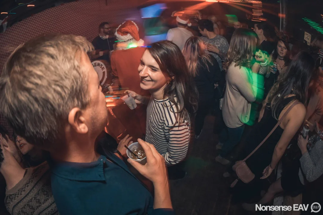 Nonsense Holiday Party 2017! Kimber + Fuller + Santa! It's Altanta's Indie Pop Dance Party! Tag your friends! Photo by Oh Snap/Fabeaux!