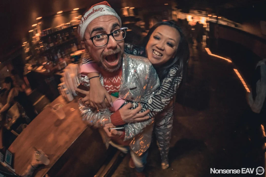 Nonsense Holiday Party 2017! Kimber + Fuller + Santa! It's Altanta's Indie Pop Dance Party! Tag your friends! Photo by Oh Snap/Fabeaux!
