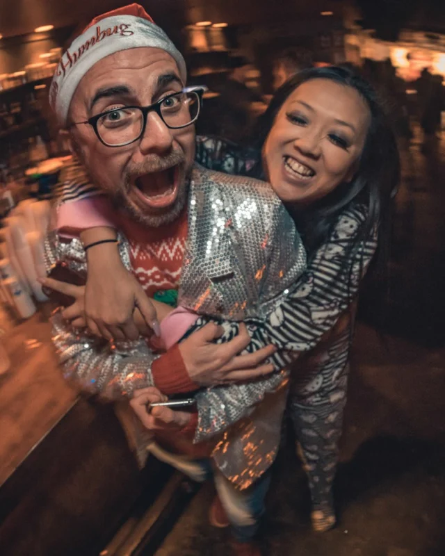 Nonsense Holiday Party 2017! Kimber + Fuller + Santa! It's Altanta's Indie Pop Dance Party! Tag your friends! Photo by Oh Snap/Fabeaux!