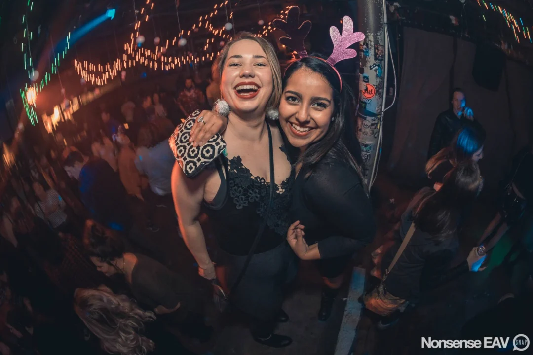 Nonsense Holiday Party 2017! Kimber + Fuller + Santa! It's Altanta's Indie Pop Dance Party! Tag your friends! Photo by Oh Snap/Fabeaux!