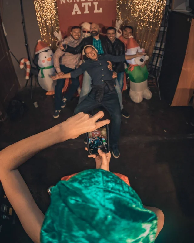 Nonsense Holiday Party 2017! Kimber + Fuller + Santa! It's Altanta's Indie Pop Dance Party! Tag your friends! Photo by Oh Snap/Fabeaux!