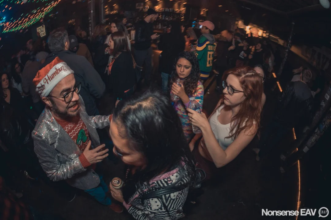 Nonsense Holiday Party 2017! Kimber + Fuller + Santa! It's Altanta's Indie Pop Dance Party! Tag your friends! Photo by Oh Snap/Fabeaux!