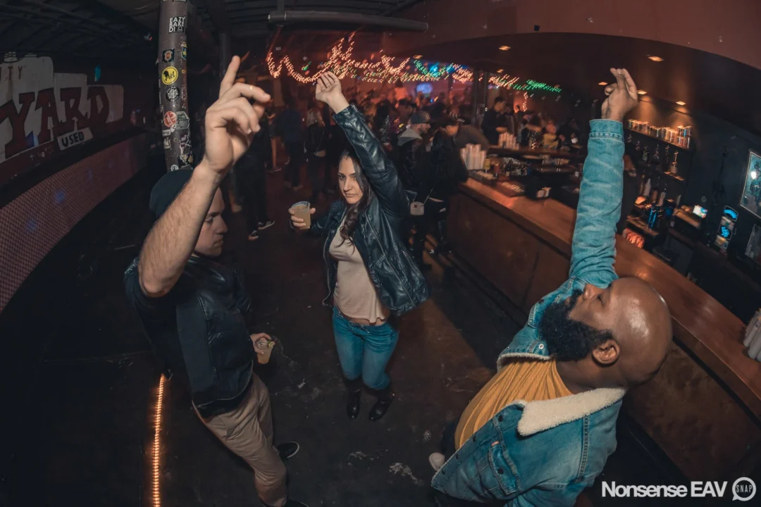 Nonsense Holiday Party 2017! Kimber + Fuller + Santa! It's Altanta's Indie Pop Dance Party! Tag your friends! Photo by Oh Snap/Fabeaux!
