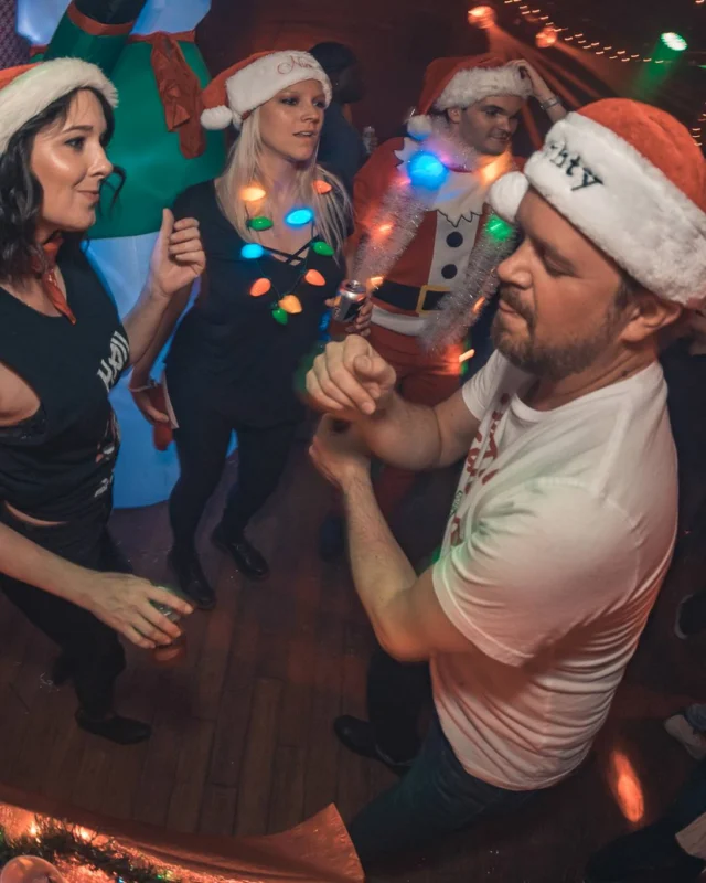 Nonsense Holiday Party 2017! Kimber + Fuller + Santa! It's Altanta's Indie Pop Dance Party! Tag your friends! Photo by Oh Snap/Fabeaux!