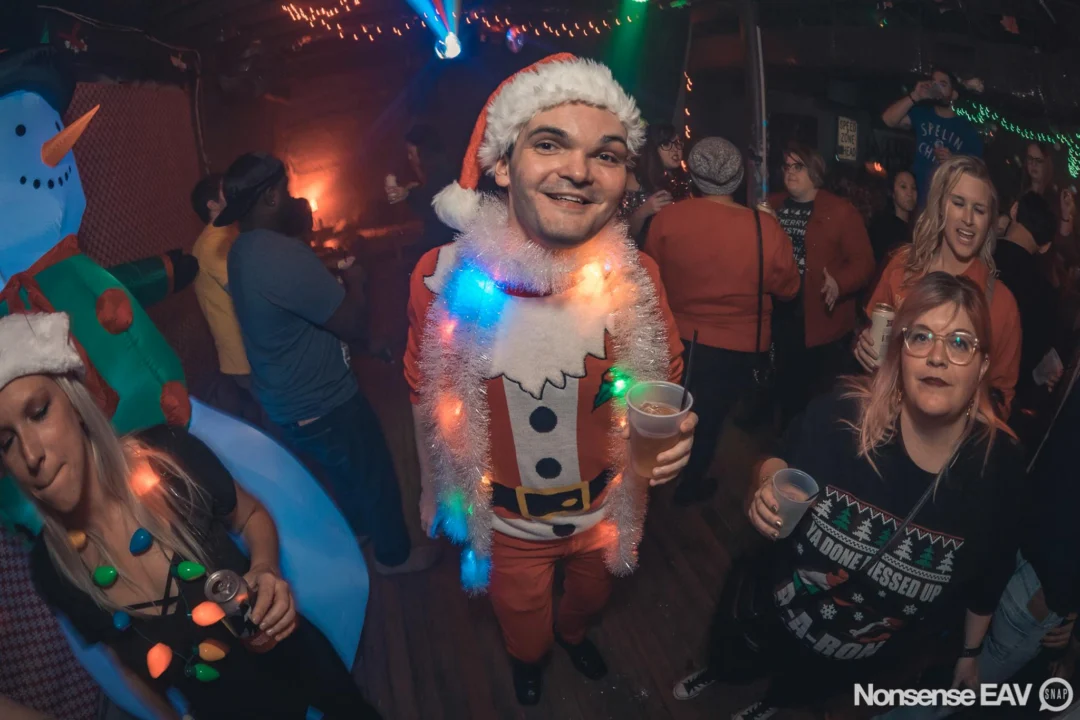 Nonsense Holiday Party 2017! Kimber + Fuller + Santa! It's Altanta's Indie Pop Dance Party! Tag your friends! Photo by Oh Snap/Fabeaux!