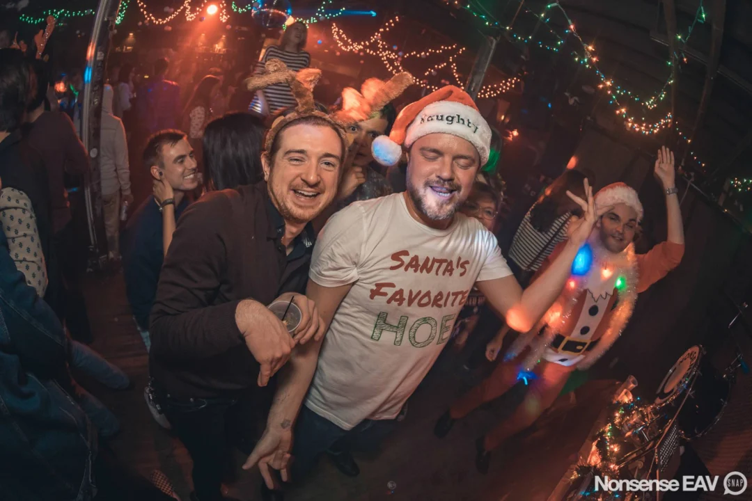Nonsense Holiday Party 2017! Kimber + Fuller + Santa! It's Altanta's Indie Pop Dance Party! Tag your friends! Photo by Oh Snap/Fabeaux!