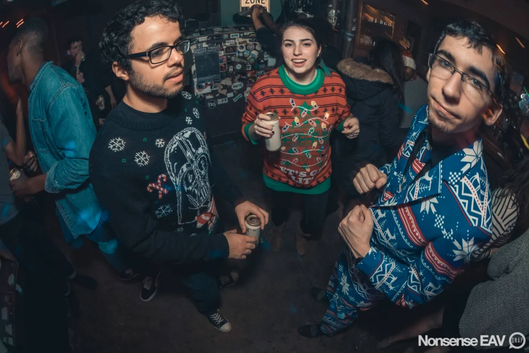 Nonsense Holiday Party 2017! Kimber + Fuller + Santa! It's Altanta's Indie Pop Dance Party! Tag your friends! Photo by Oh Snap/Fabeaux!