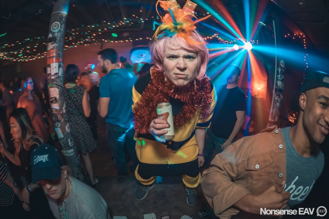 Nonsense Holiday Party 2017! Kimber + Fuller + Santa! It's Altanta's Indie Pop Dance Party! Tag your friends! Photo by Oh Snap/Fabeaux!
