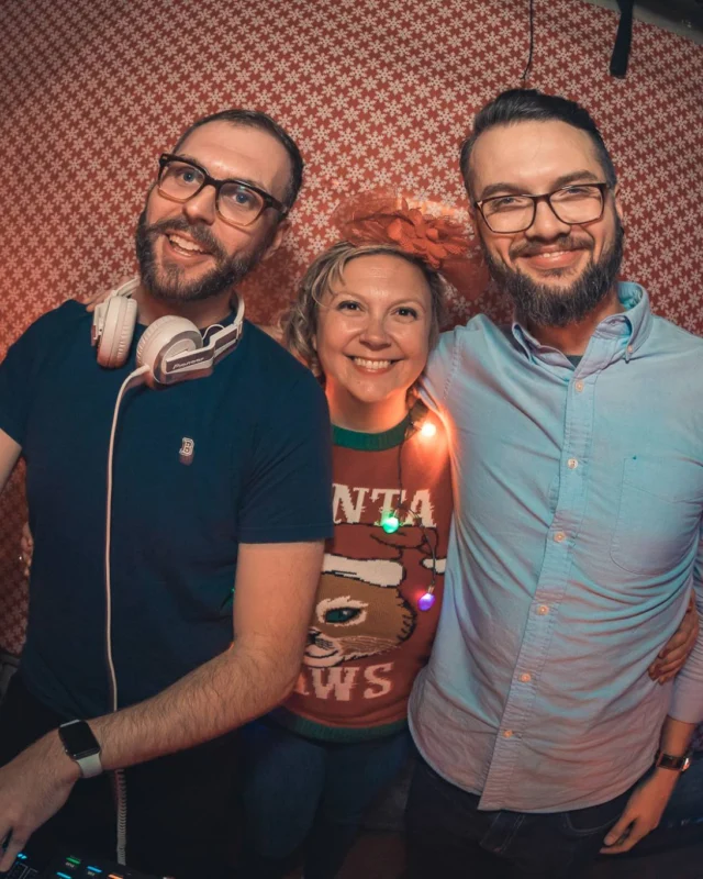 Nonsense Holiday Party 2017! Kimber + Fuller + Santa! It's Altanta's Indie Pop Dance Party! Tag your friends! Photo by Oh Snap/Fabeaux!