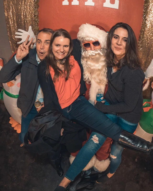 Nonsense Holiday Party 2017! Kimber + Fuller + Santa! It's Altanta's Indie Pop Dance Party! Tag your friends! Photo by Oh Snap/Fabeaux!