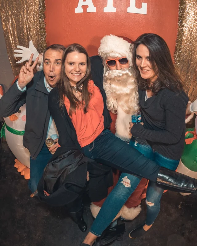 Nonsense Holiday Party 2017! Kimber + Fuller + Santa! It's Altanta's Indie Pop Dance Party! Tag your friends! Photo by Oh Snap/Fabeaux!
