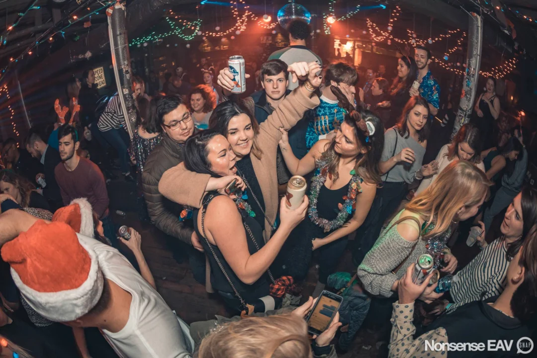 Nonsense Holiday Party 2017! Kimber + Fuller + Santa! It's Altanta's Indie Pop Dance Party! Tag your friends! Photo by Oh Snap/Fabeaux!