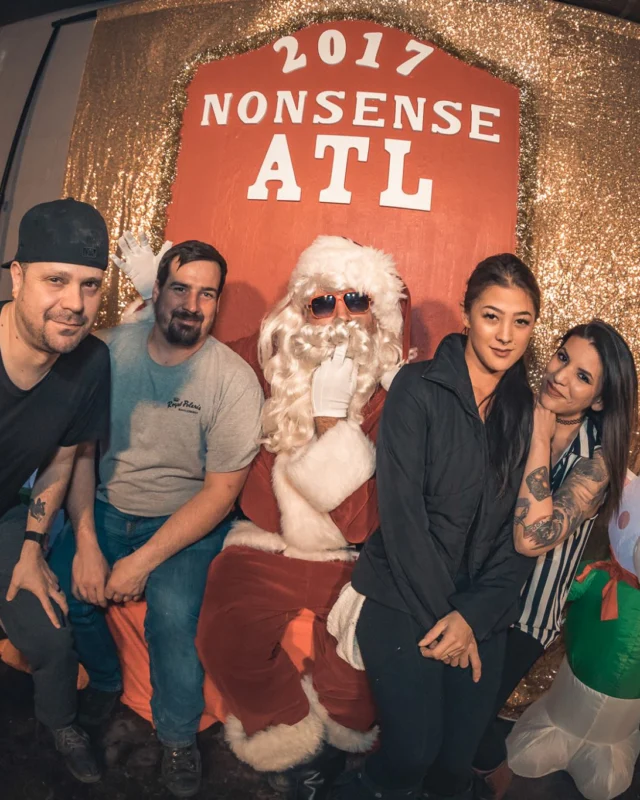 Nonsense Holiday Party 2017! Kimber + Fuller + Santa! It's Altanta's Indie Pop Dance Party! Tag your friends! Photo by Oh Snap/Fabeaux!