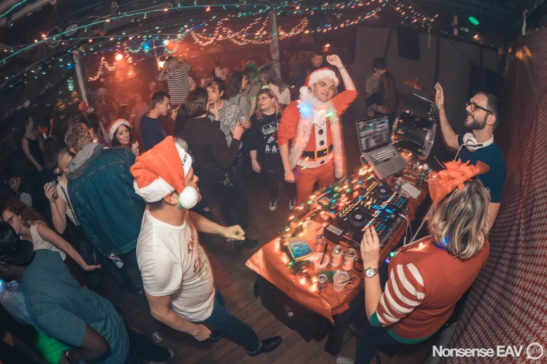 Nonsense Holiday Party 2017! Kimber + Fuller + Santa! It's Altanta's Indie Pop Dance Party! Tag your friends! Photo by Oh Snap/Fabeaux!