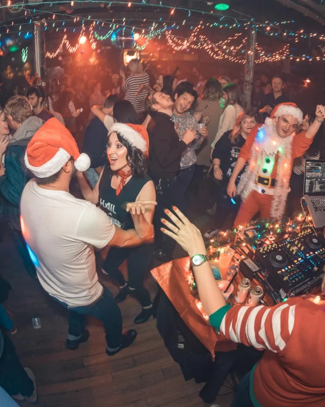Nonsense Holiday Party 2017! Kimber + Fuller + Santa! It's Altanta's Indie Pop Dance Party! Tag your friends! Photo by Oh Snap/Fabeaux!