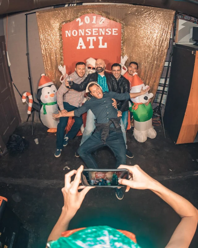 Nonsense Holiday Party 2017! Kimber + Fuller + Santa! It's Altanta's Indie Pop Dance Party! Tag your friends! Photo by Oh Snap/Fabeaux!