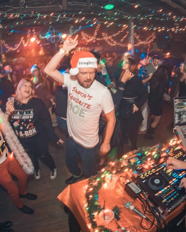 Nonsense Holiday Party 2017! Kimber + Fuller + Santa! It's Altanta's Indie Pop Dance Party! Tag your friends! Photo by Oh Snap/Fabeaux!
