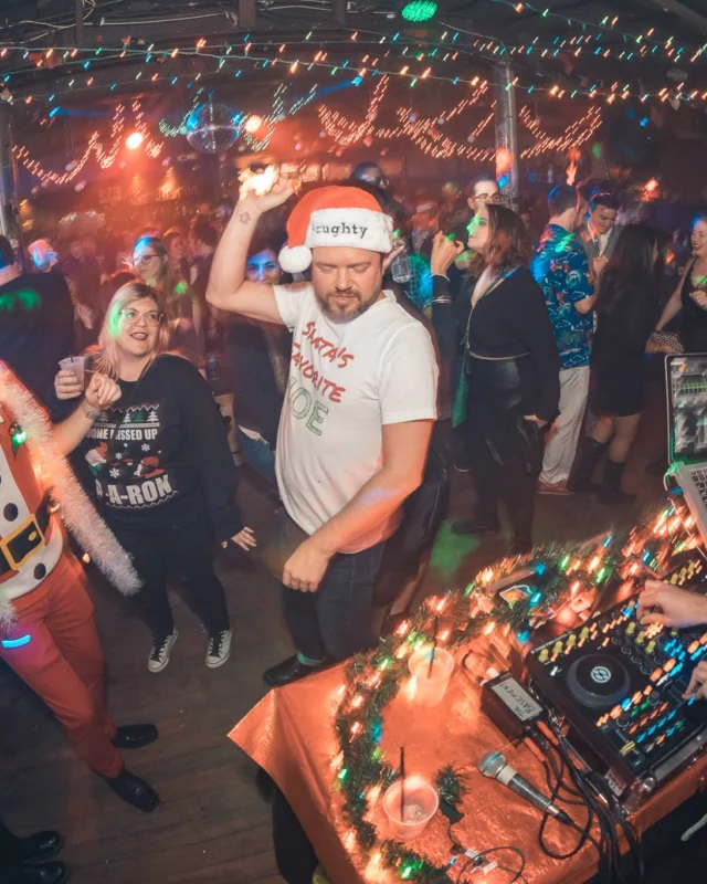 Nonsense Holiday Party 2017! Kimber + Fuller + Santa! It's Altanta's Indie Pop Dance Party! Tag your friends! Photo by Oh Snap/Fabeaux!