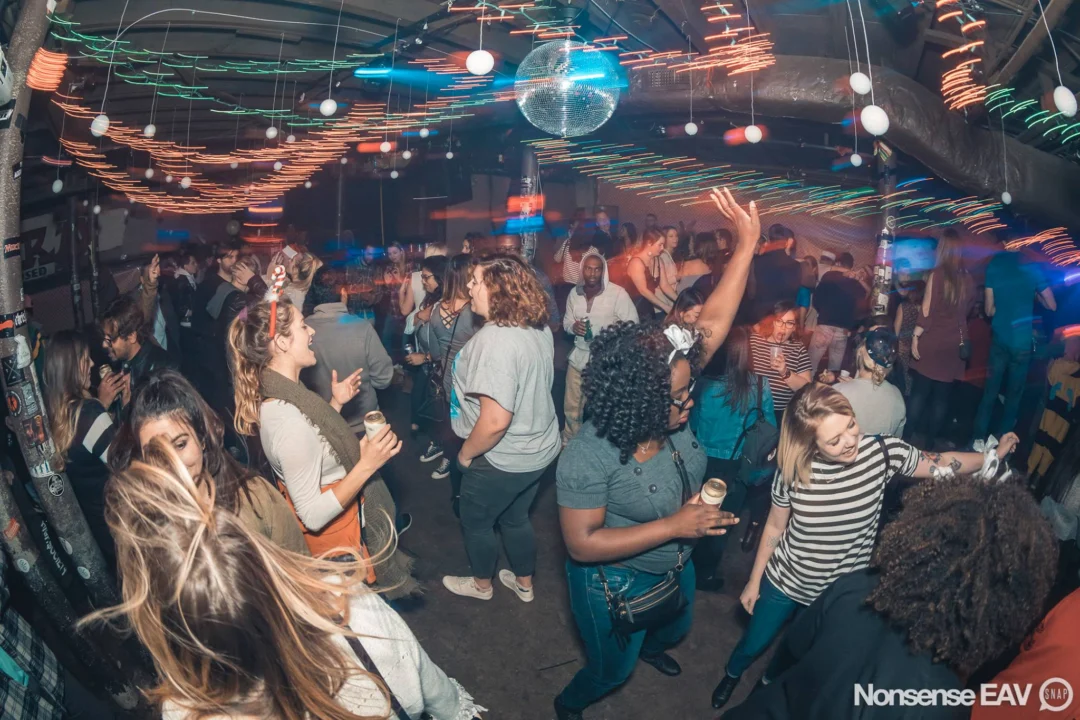 Nonsense Holiday Party 2017! Kimber + Fuller + Santa! It's Altanta's Indie Pop Dance Party! Tag your friends! Photo by Oh Snap/Fabeaux!