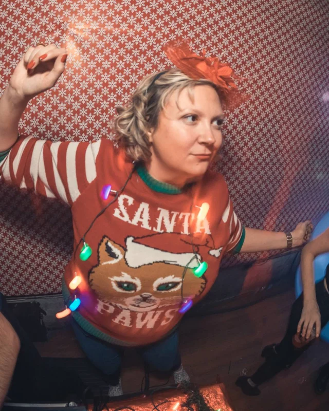 Nonsense Holiday Party 2017! Kimber + Fuller + Santa! It's Altanta's Indie Pop Dance Party! Tag your friends! Photo by Oh Snap/Fabeaux!
