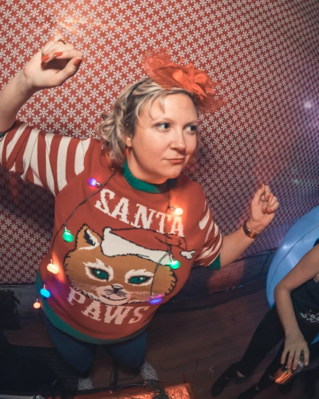 Nonsense Holiday Party 2017! Kimber + Fuller + Santa! It's Altanta's Indie Pop Dance Party! Tag your friends! Photo by Oh Snap/Fabeaux!