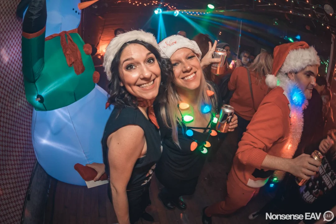 Nonsense Holiday Party 2017! Kimber + Fuller + Santa! It's Altanta's Indie Pop Dance Party! Tag your friends! Photo by Oh Snap/Fabeaux!