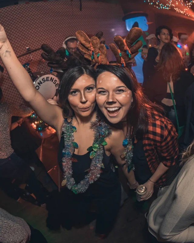 Nonsense Holiday Party 2017! Kimber + Fuller + Santa! It's Altanta's Indie Pop Dance Party! Tag your friends! Photo by Oh Snap/Fabeaux!