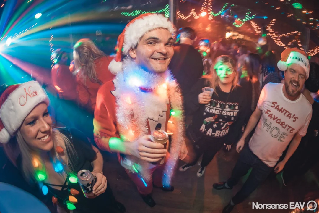 Nonsense Holiday Party 2017! Kimber + Fuller + Santa! It's Altanta's Indie Pop Dance Party! Tag your friends! Photo by Oh Snap/Fabeaux!