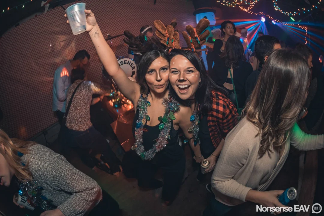 Nonsense Holiday Party 2017! Kimber + Fuller + Santa! It's Altanta's Indie Pop Dance Party! Tag your friends! Photo by Oh Snap/Fabeaux!