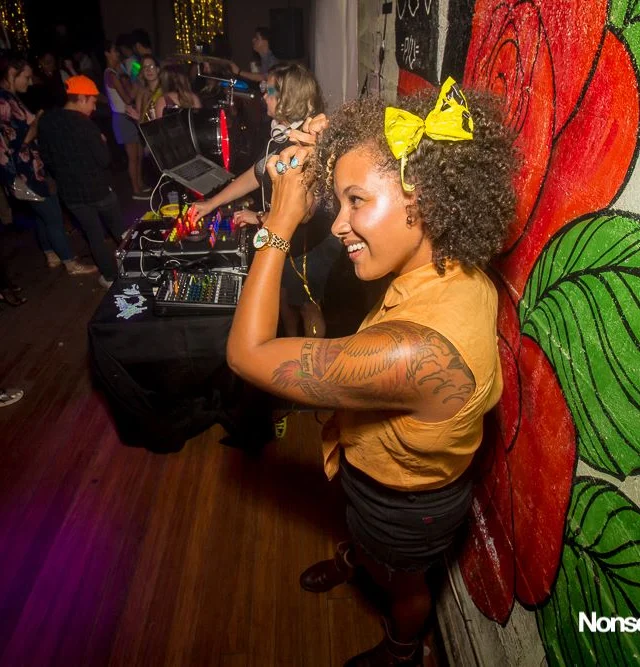 Nonsense EAV Indie Pop Dance Party - July 2017 at The Basement in EAV! Kimber is the DJ! We get ridiculous! Photo by Oh Snap!