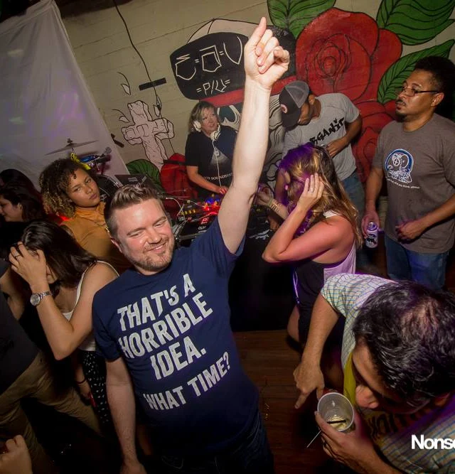 Nonsense EAV Indie Pop Dance Party - July 2017 at The Basement in EAV! Kimber is the DJ! We get ridiculous! Photo by Oh Snap!