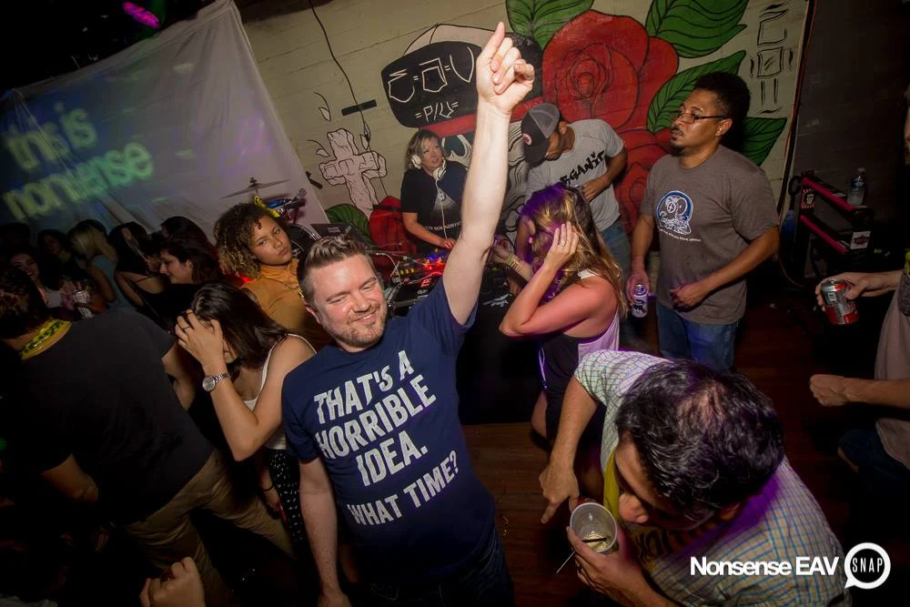 Nonsense EAV Indie Pop Dance Party - July 2017 at The Basement in EAV! Kimber is the DJ! We get ridiculous! Photo by Oh Snap!