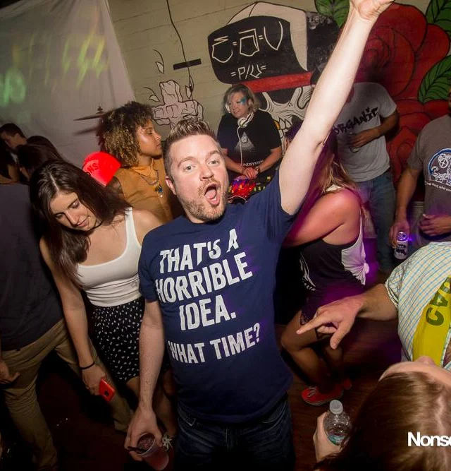 Nonsense EAV Indie Pop Dance Party - July 2017 at The Basement in EAV! Kimber is the DJ! We get ridiculous! Photo by Oh Snap!