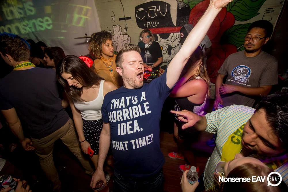 Nonsense EAV Indie Pop Dance Party - July 2017 at The Basement in EAV! Kimber is the DJ! We get ridiculous! Photo by Oh Snap!