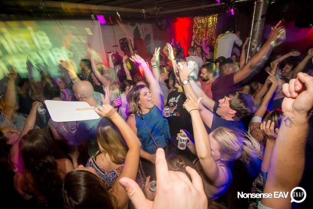 Nonsense EAV Indie Pop Dance Party - July 2017 at The Basement in EAV! Kimber is the DJ! We get ridiculous! Photo by Oh Snap!