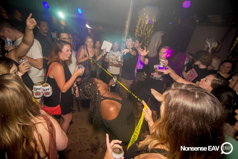Nonsense EAV Indie Pop Dance Party - July 2017 at The Basement in EAV! Kimber is the DJ! We get ridiculous! Photo by Oh Snap!